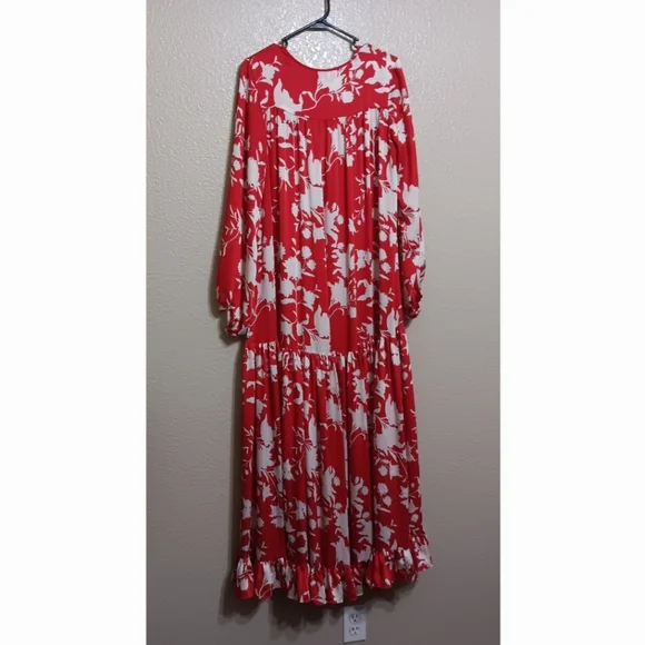 Voluminous Johanna Ortiz X H&M Red White Floral Maxi Dress - Picture 4 of 5